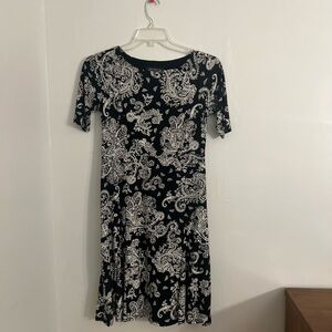 Elegant Black and White Paisley Dress